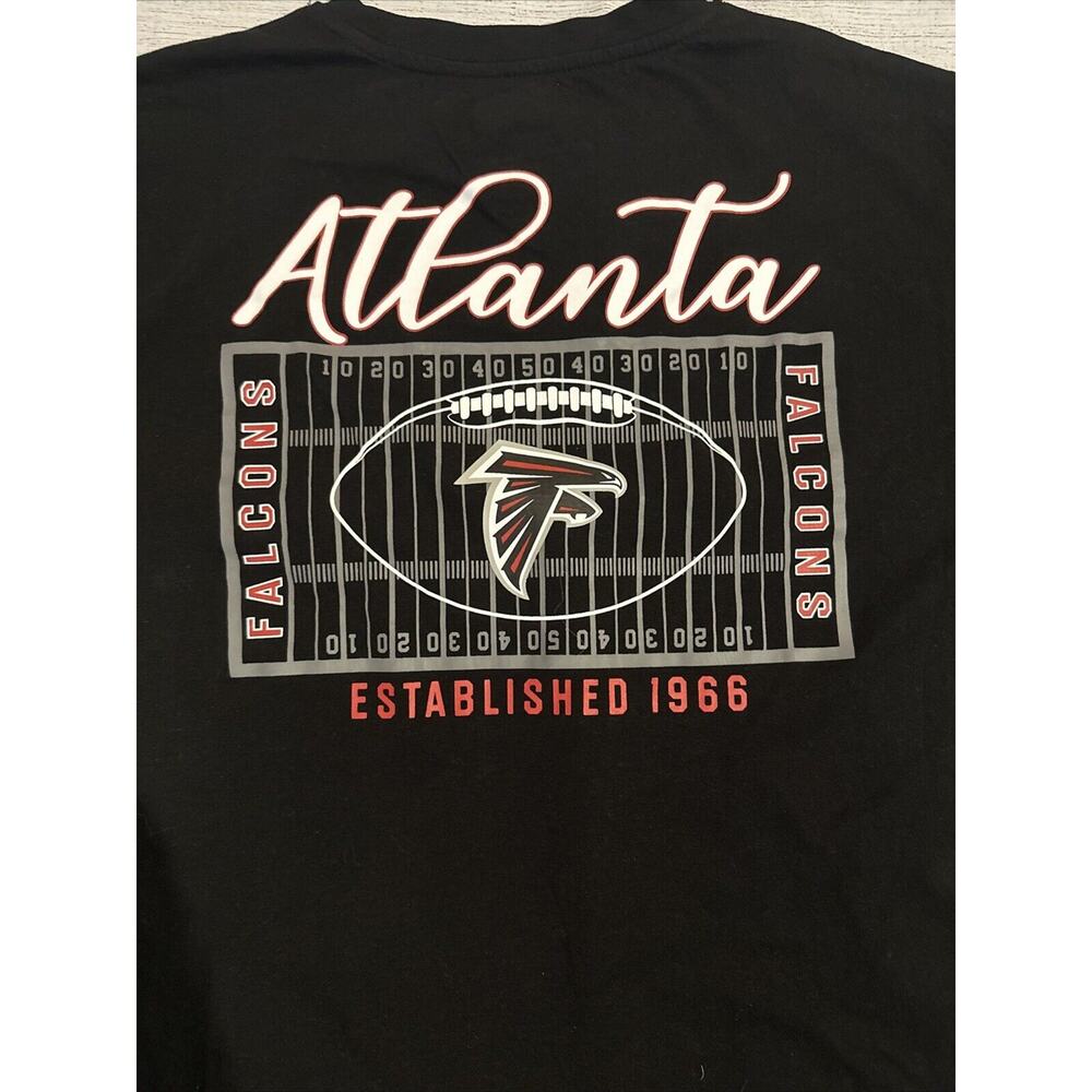 Atlanta Falcons NFL Team Apparel T-Shirt Women’s Large Black With Front Pocket